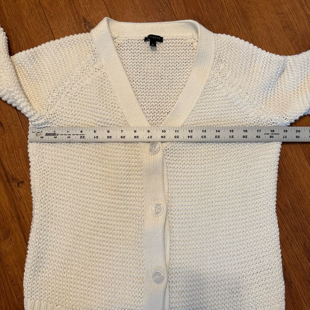 Talbots Ivory Chunky Knit Button-Up Cardigan Coastal Grandma Sweater Size Small. - Picture 7 of 8
